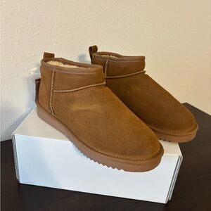 New DREAM PAIRS Women Snow Ankle Boots Warn Faux Fur Lined Slip On Suede 8.5